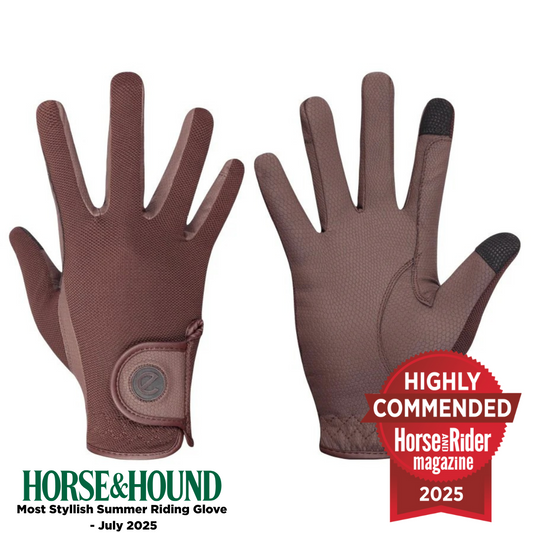 eQUEST GripPro X-LITE Riding Gloves - Brown Regular Cuff