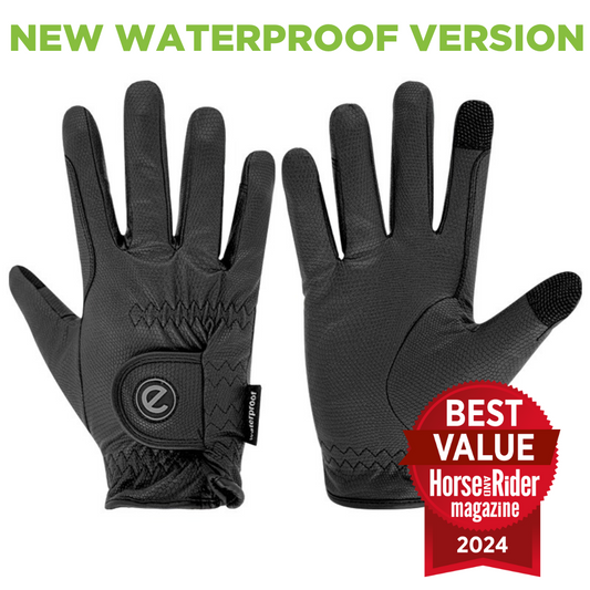 eQUEST GripPro Winter Edition Waterproof Riding Gloves – Black | Warm, Dry & Touchscreen