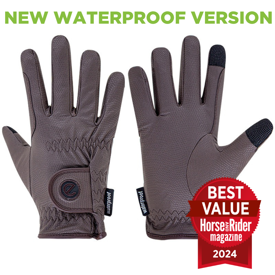 eQUEST GripPro Winter Edition Waterproof Riding Gloves – Brown | Warm, Dry & Touchscreen
