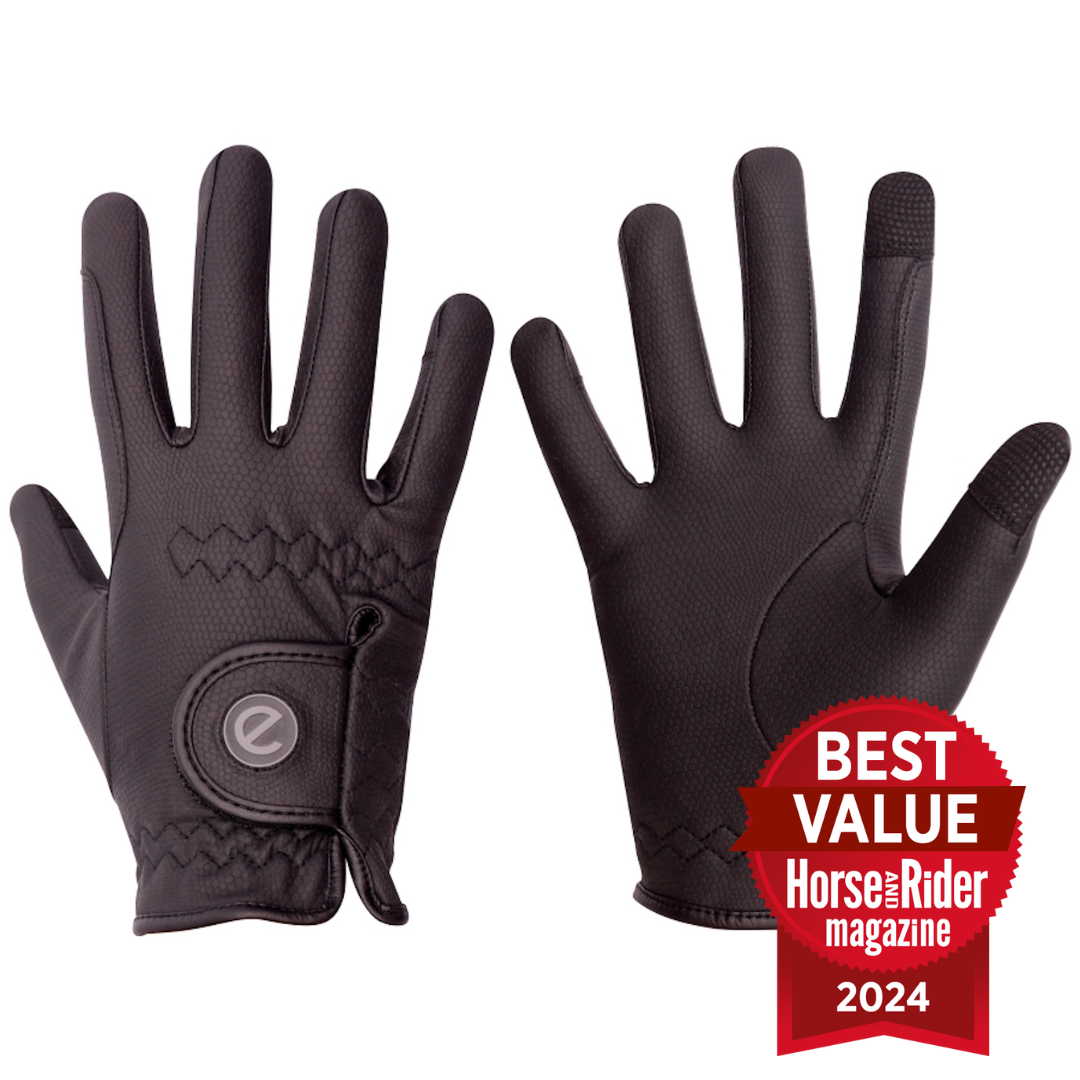 eQUEST GripPro Winter Edition Riding Gloves – Black | Warm, Grippy & Touchscreen