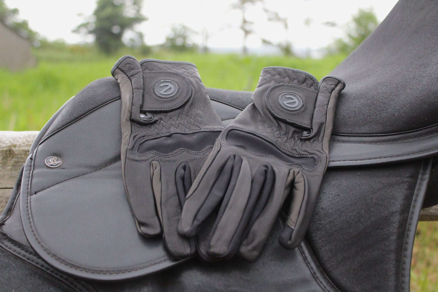eQUEST GripPro LEATHER Riding Gloves - Black | Cabretta Palm & Goat Leather Back