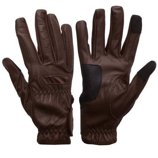 eQUEST GripPro Leather Touchscreen Riding Gloves - Chocolate Brown | Classic English Style