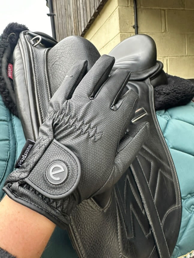 eQUEST GripPro Winter Edition Waterproof Riding Gloves – Black | Warm, Dry & Touchscreen