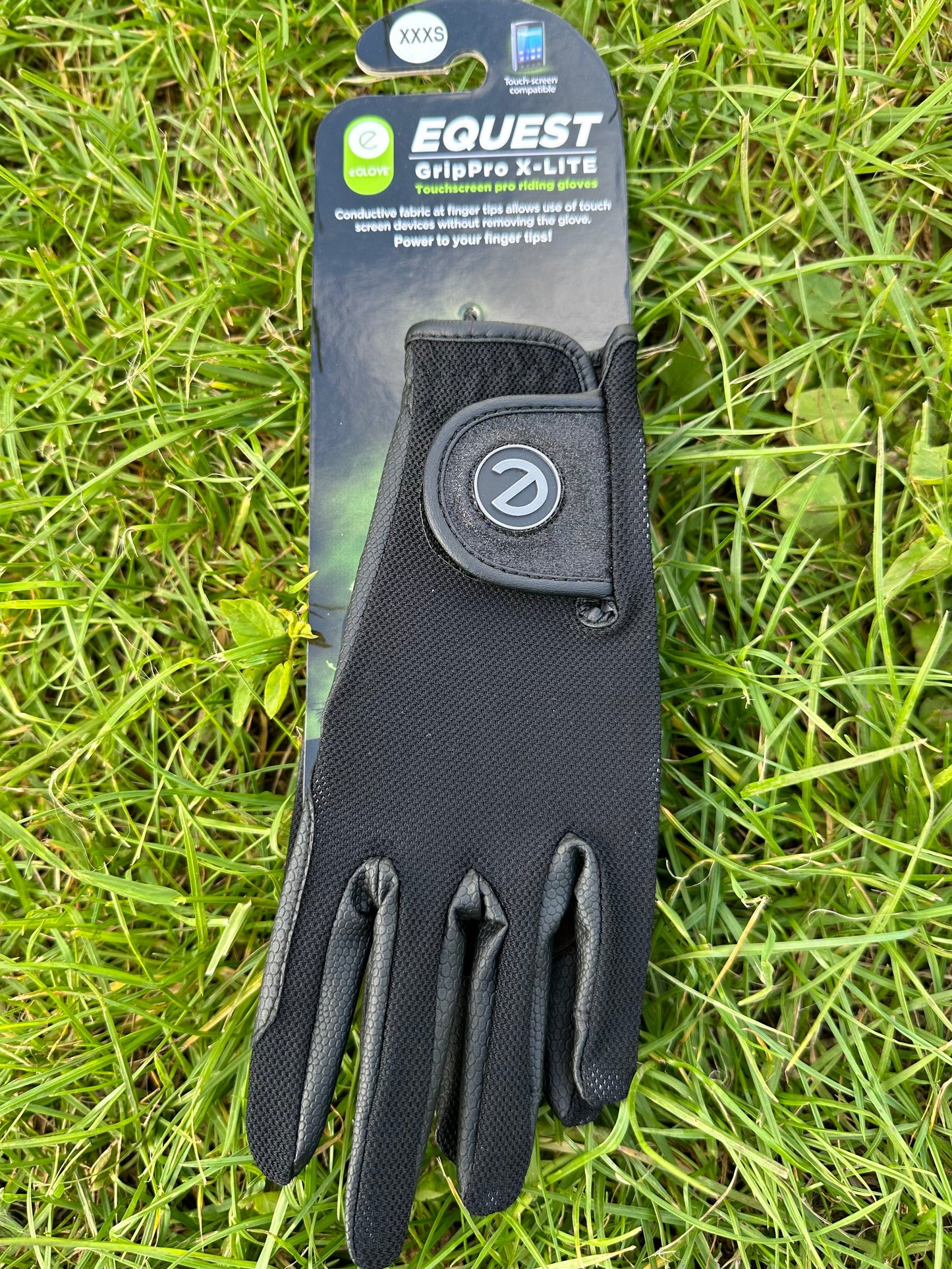 eQUEST GripPro X-LITE Riding Gloves - Black Tonal Glitter Cuff