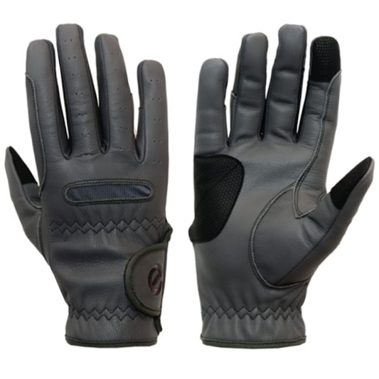 eQUEST GripPro Leather Touchscreen Riding Gloves - Grey | Classic English Style