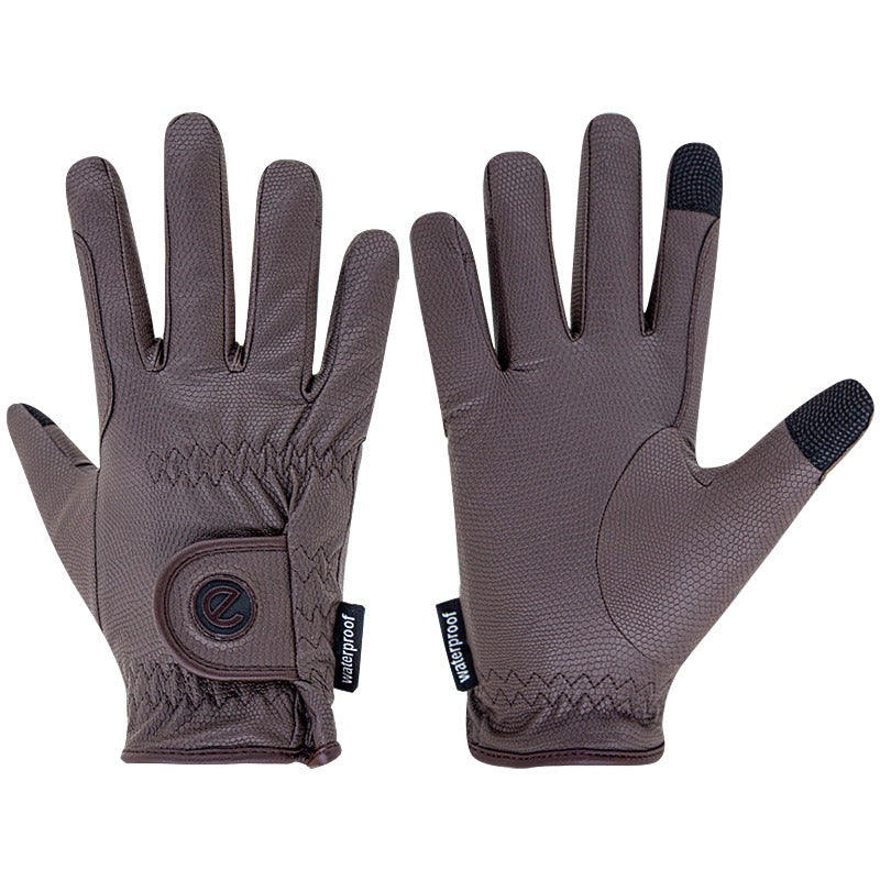 eQUEST GripPro Winter Edition Waterproof Riding Gloves – Brown | Warm, Dry & Touchscreen