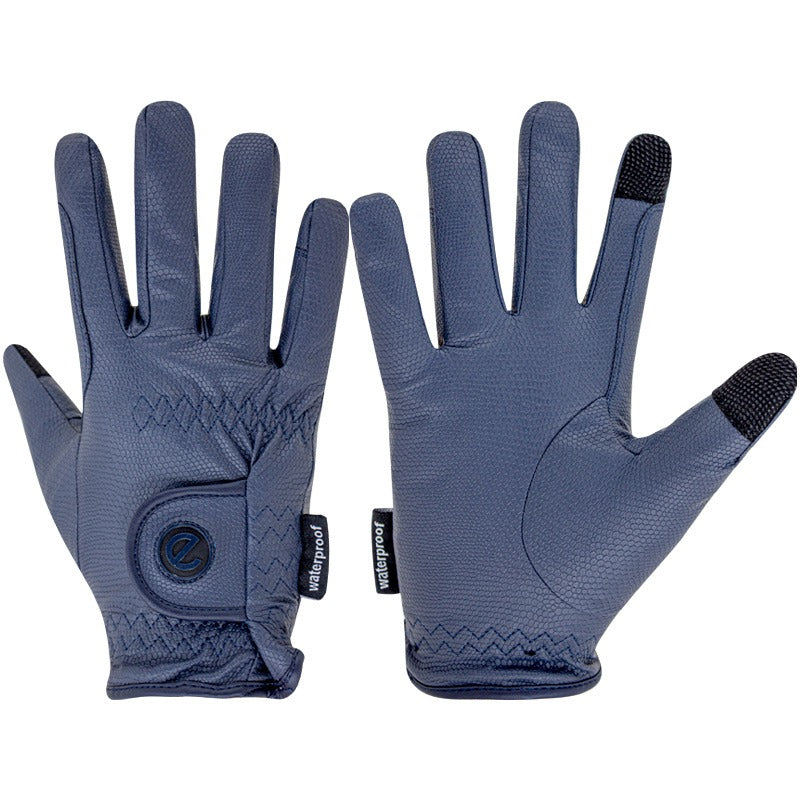 eQUEST GripPro Winter Edition Waterproof Riding Gloves – Blue | Warm, Dry & Touchscreen