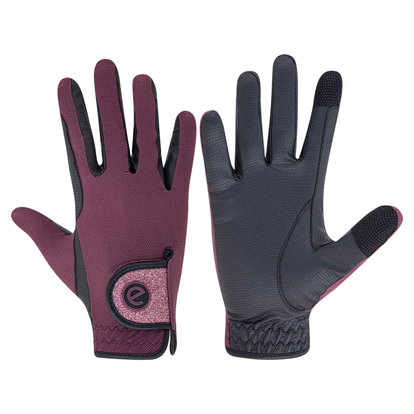 eQUEST GripPro X-LITE Riding Gloves - Merlot Glitter Cuff