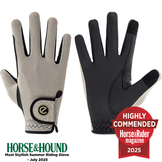 eQUEST GripPro X-LITE Riding Gloves - Sand Gold Glitter Cuff